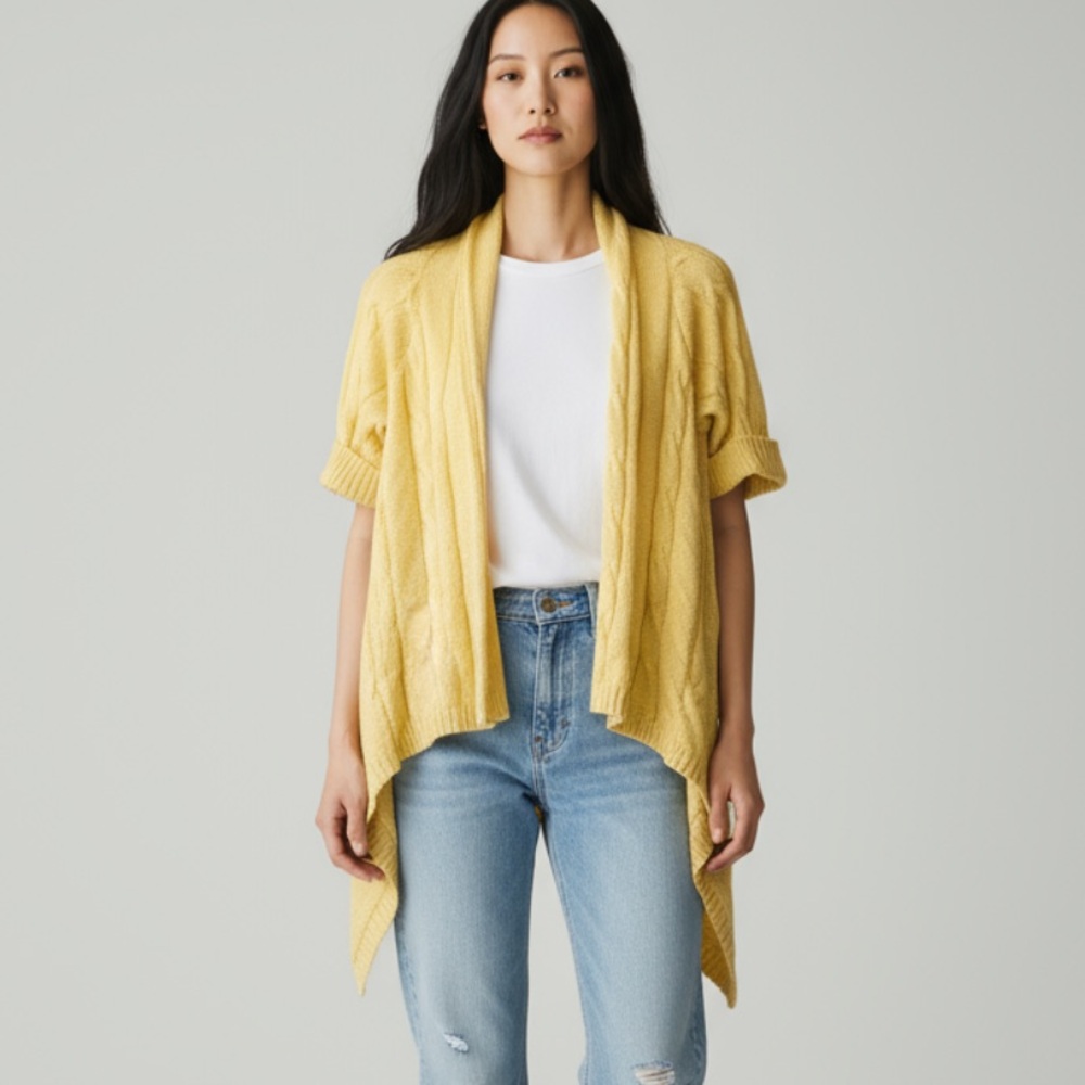 Croft & Barrow Yellow Cable Knit Cardigan size M